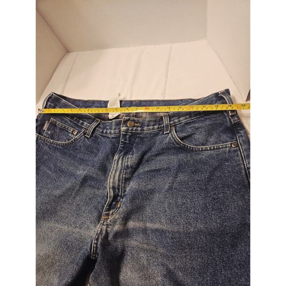 CARHARTT Relaxed Fit Flannel Lined Workwear Carpenter Denim Wash Sz 40×32 Work - Picture 7 of 9
